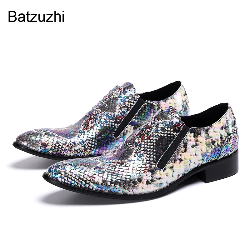

Batzuzhi Pointed Toe Fashion Pattern Leather Dress Shoes Men Luxury Handmade Men's Shoes Slip on Business/Party and Wedding Shoe