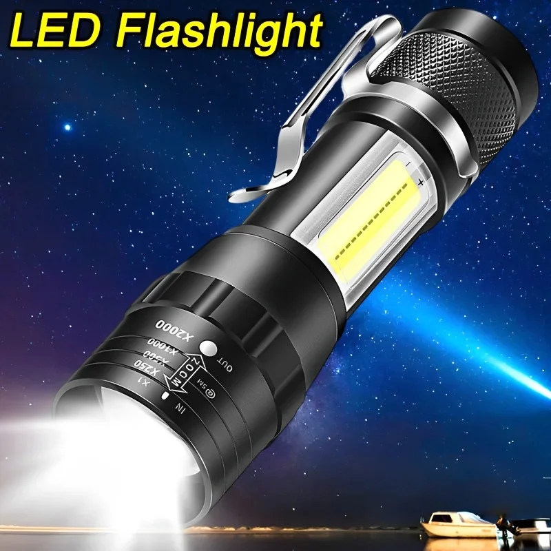 Mini USB Charging LED Flashlight 3 Modes Portable Strong Light Zoom Torch Outdoor Waterproof Camping Hunting Lighting Flashlight