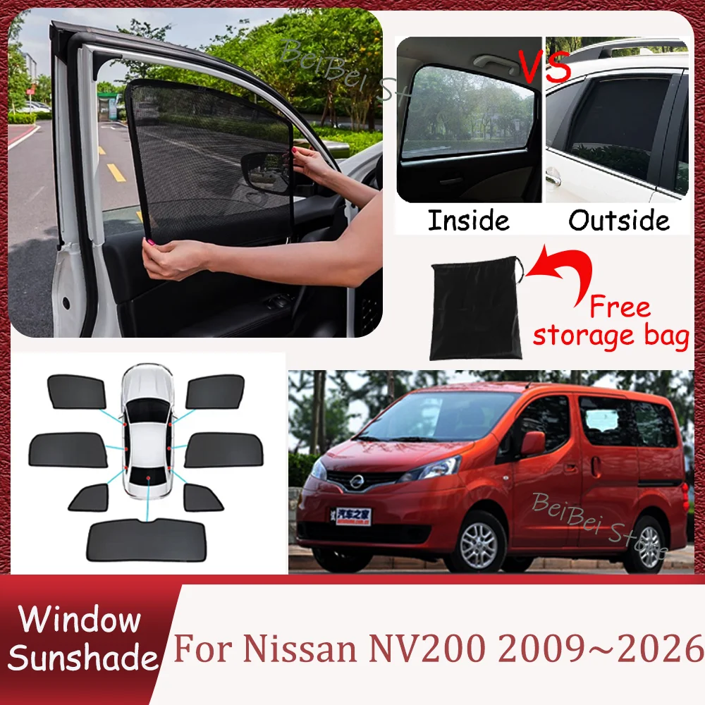 

For Nissan NV200 2009~2026 2021 2022 2023 2024 2025 Car Magnetic Mesh Privacy Sunshade Side Window Sun Shade Interior Accessorie