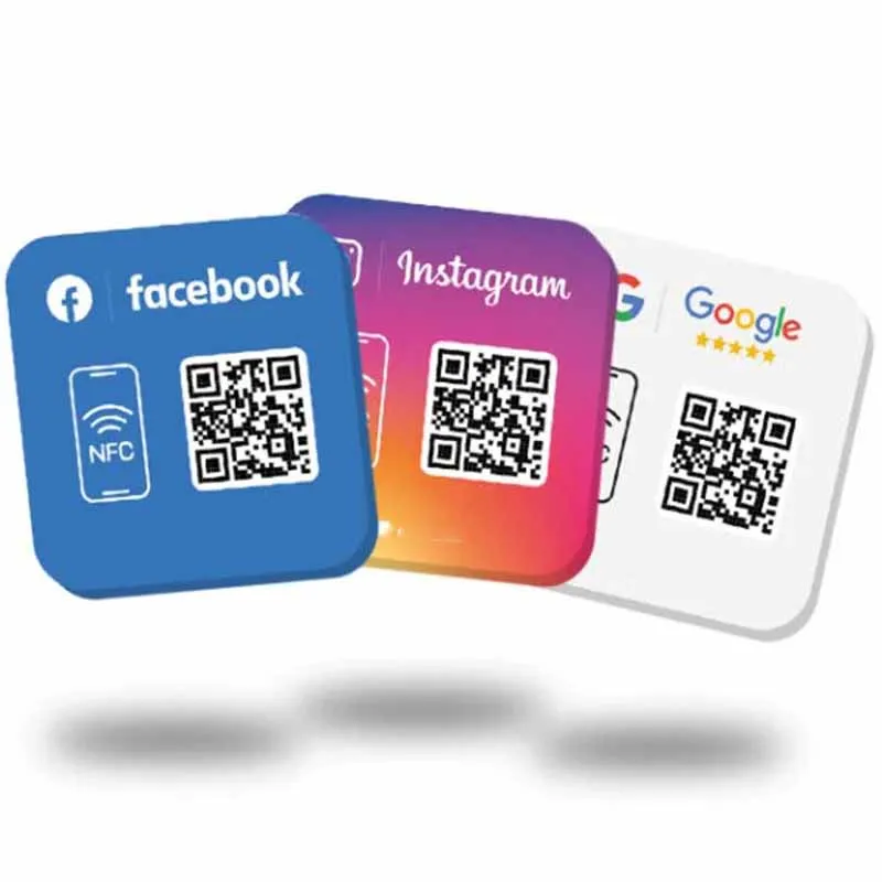 Google Review QR Code Sign Social Media One Tap Contactless NFC QR Code Stand Display For Business Retail Store Review NFC Tag