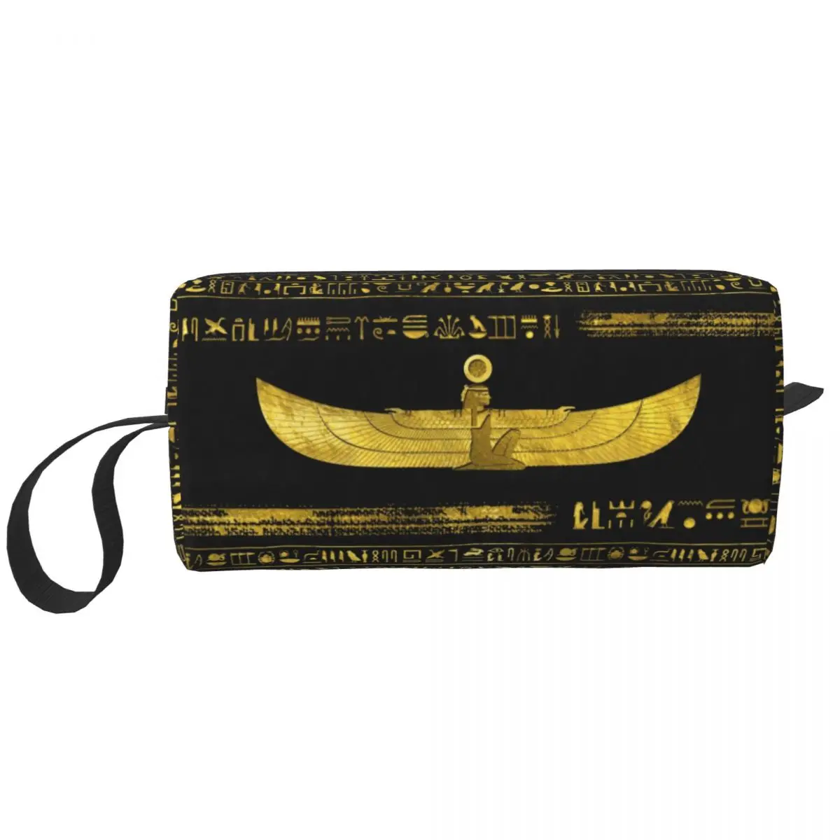 Golden Egyptian God Ornament Cosmetic Bag for Women Makeup Bags Ancient Egypt Travel Zipper Toiletry Bag Organizer Storage Bag