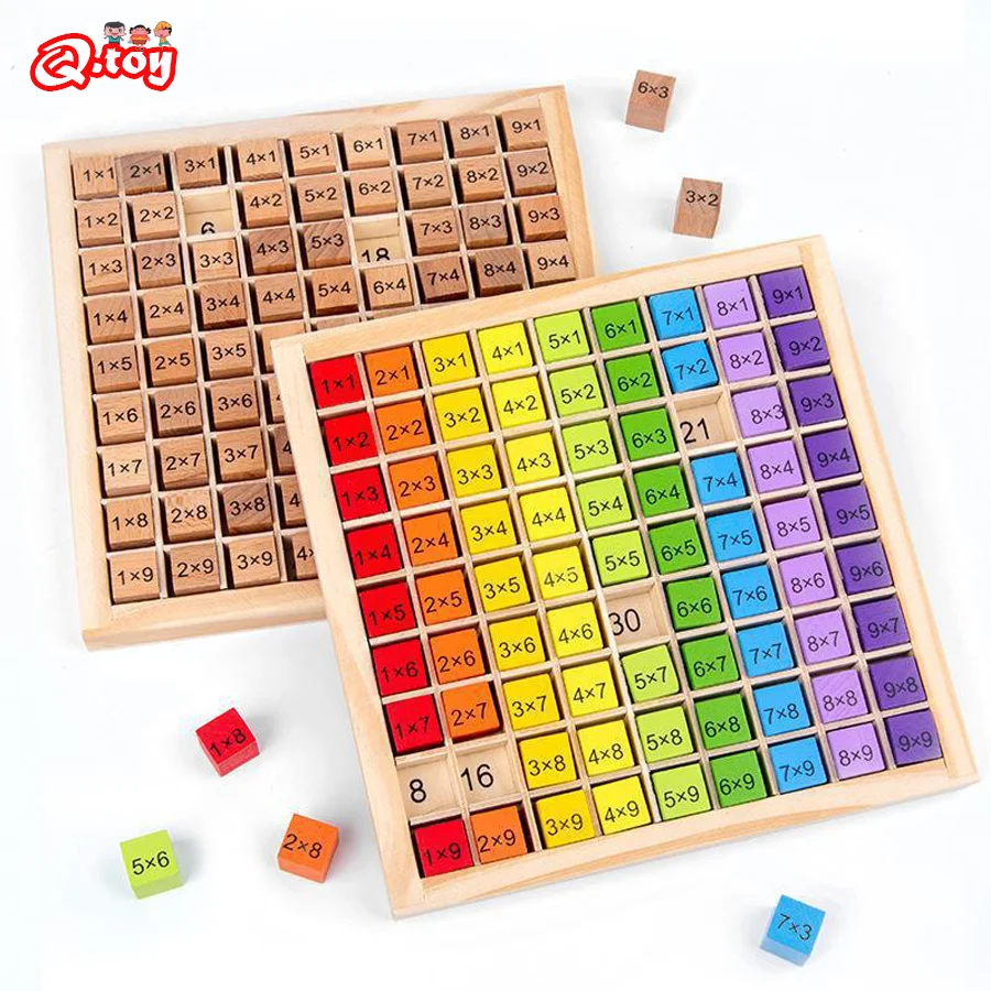 Wooden Multiplication Board Game Kids Montessori Math Learning Educational Toys Counting Hundred Board Interactive Thinking Game