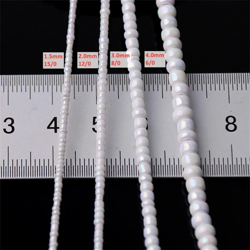 White Series Czech Glass Seedbeads Multi Size 1.5mm 2mm 3mm 4mm Round Spacer Beads For DIY Jewelry Making Garments Accessories