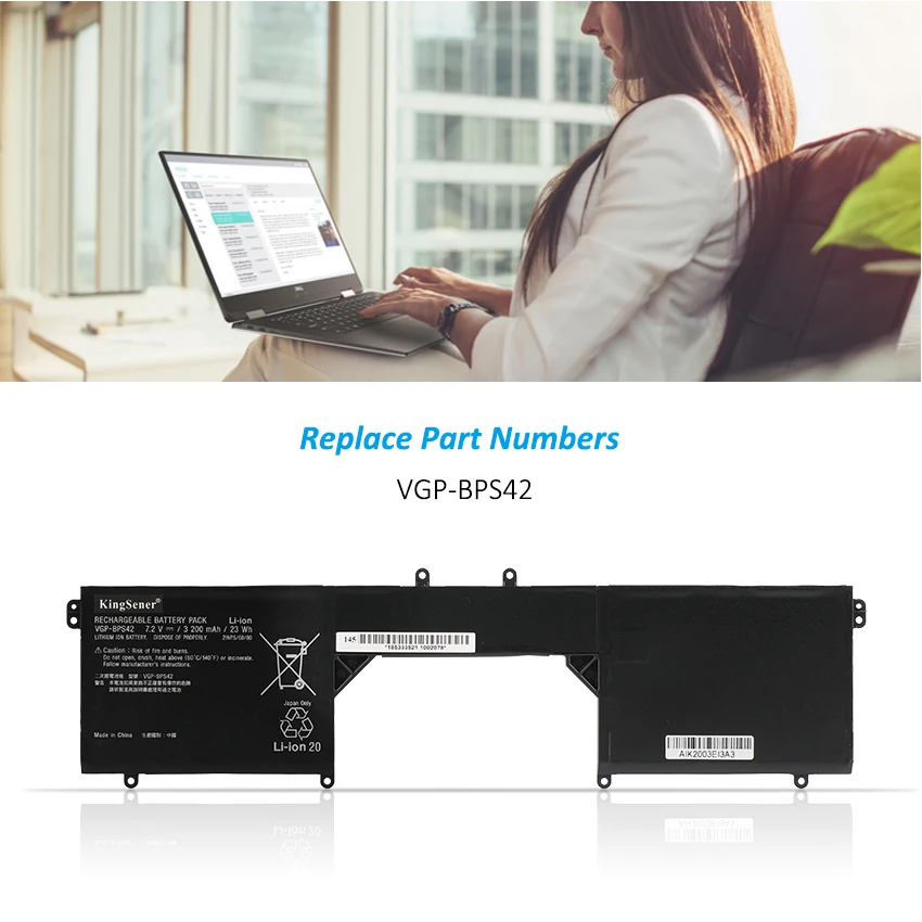 KingSener VGP-BPS42 Laptop Battery For SONY VAIO Fit 11A multi-flip PC SVF11N15SCP SVF11N14SCP SVF11N18CW SVF11N15SCS 7.2V 23WH