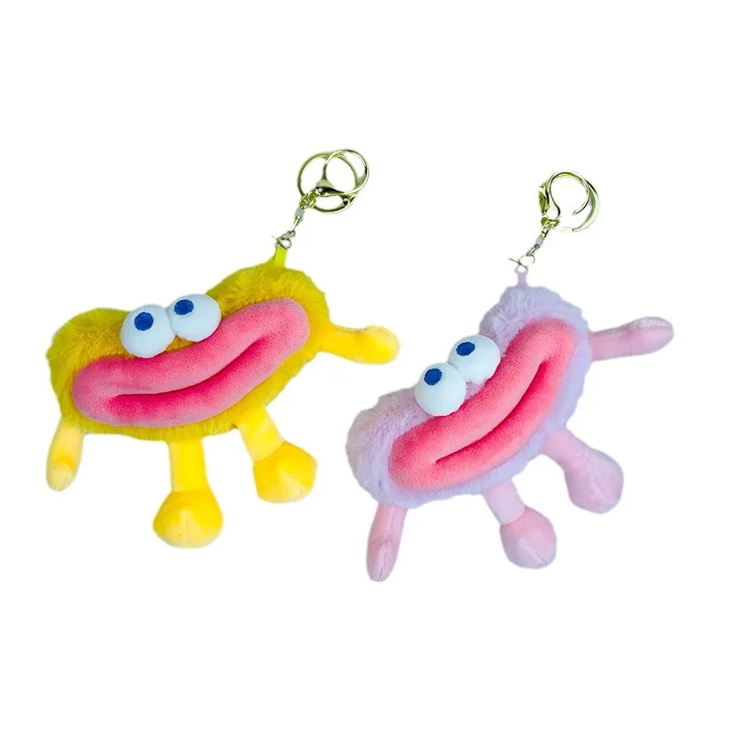 Pendentif en peluche à grande bouche de saucisse amusante, jouet à la mode, chaîne de continent, décoration de sac, poupée à saisir fine et douce, créatif, nouveau