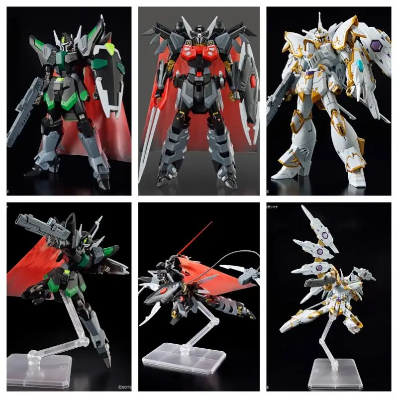 BANDAI Anime Gundam Set HG1/144 BLACK KNIGHT SQUAD SHI-ve.A Cal-re.A Rud-ro.A Movable Humanoid Handmade Set Toy Children's Gift