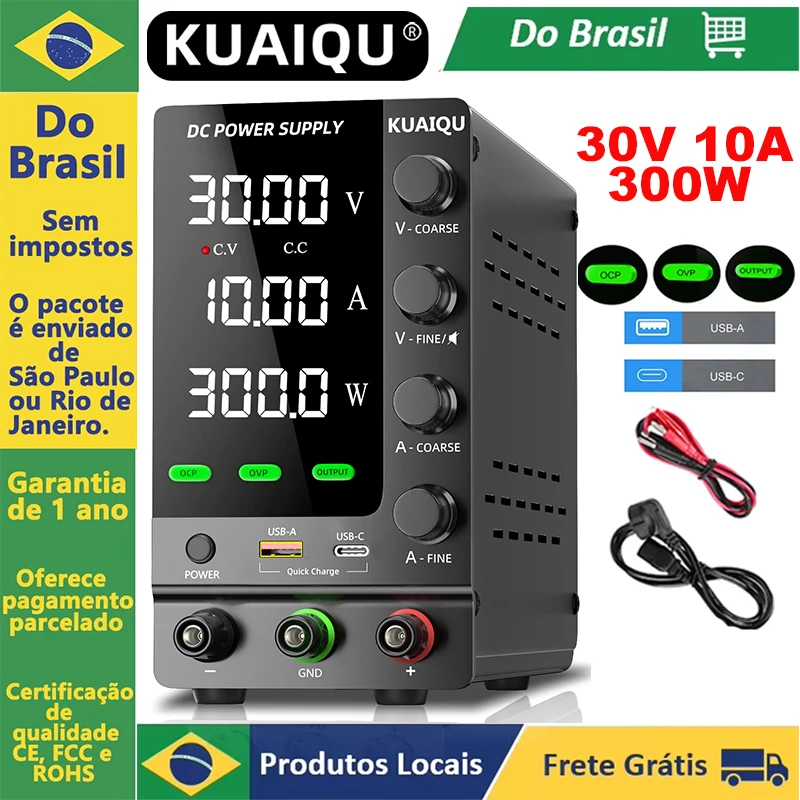 Fornecimento de energia KUAIQU DC 30V 10A, fornecimento de energia de escritório ajustado 30V 5A 60V 120V 3A, SPS-C3010, com saída de interruptor, enviado para o Brasil, isento de impostos,  AC 110V ou AC 220V