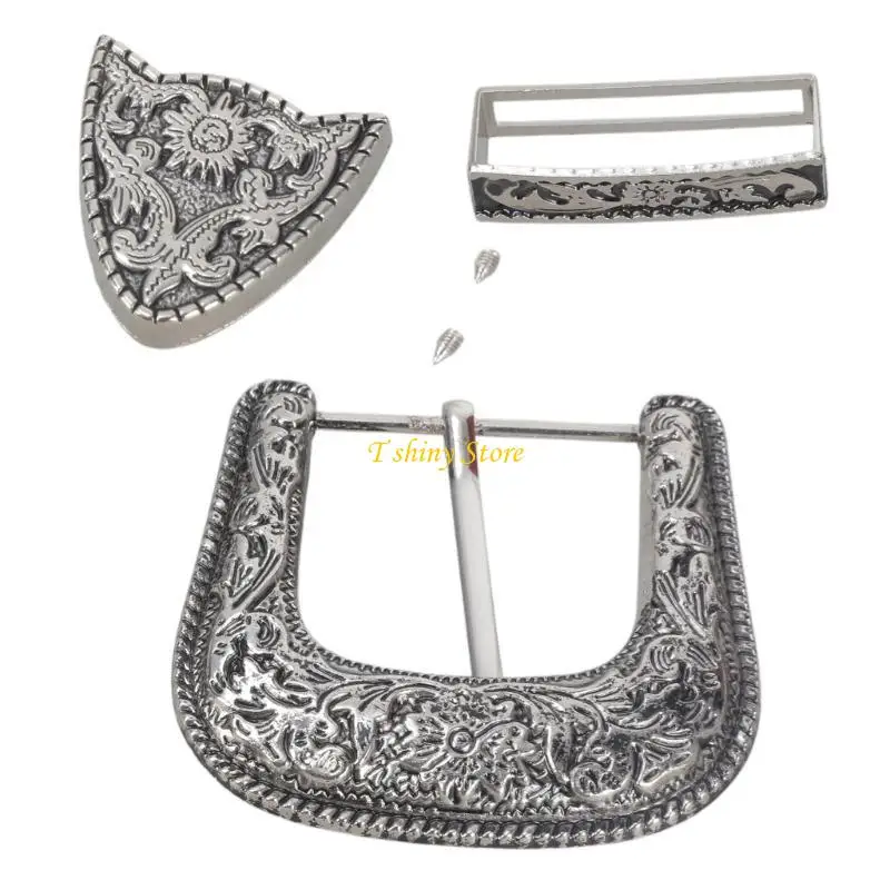 N58F Metal Belt Buckle Set for Unisex Women Men Retro Belt Buckle Head Replacement Belt Buckle Pin Creative Birthday Gift