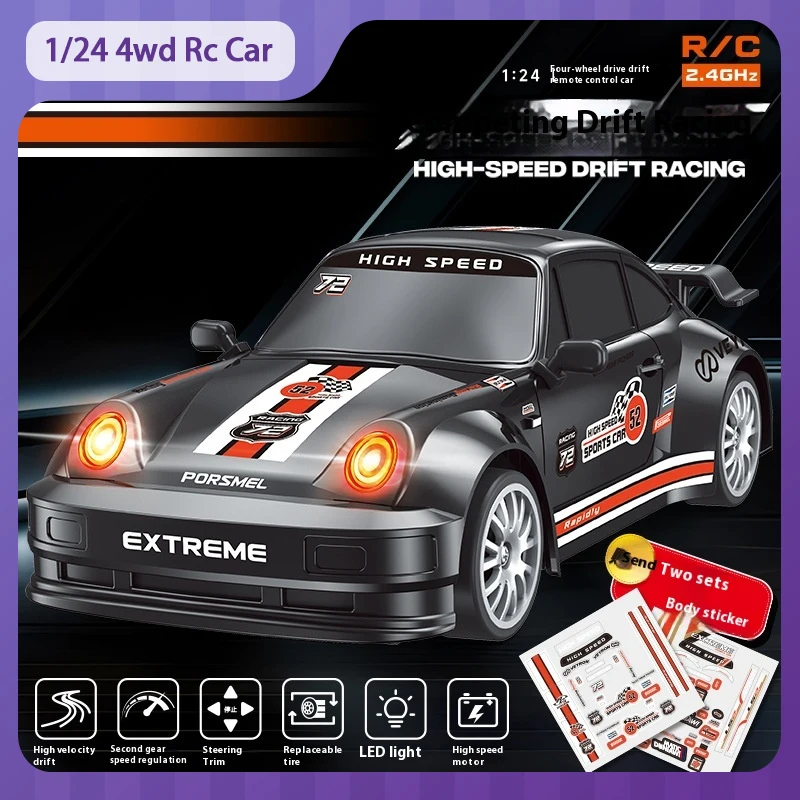 

1/24 4wd Rc Car Mini Rc Remote Control Car High Speed Drift Racing Led Light Electric Toy Sports Car Model Boy Birthday Gift