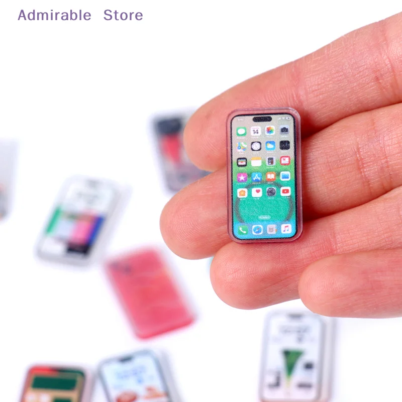 w5Pcs 1:12 Dollhouse Miniature Mobile Phone Simulation Smartphone Model Kids Pretend Play Toys Doll House Accessories
