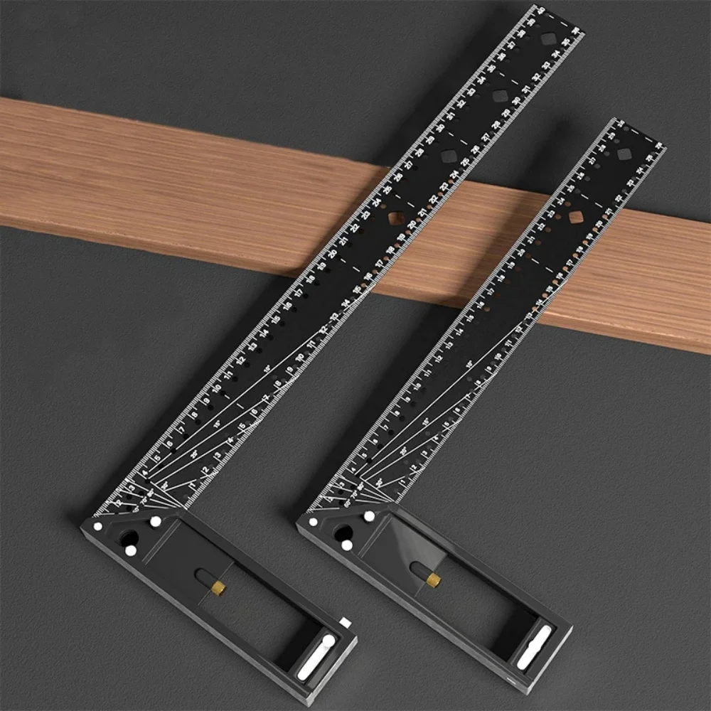 30/40cm Multi Functional Right Angle Ruler 45/90 Degree Hole Angle Ruler Industrial Grade Positioning Scribe Marking Angle Ruler