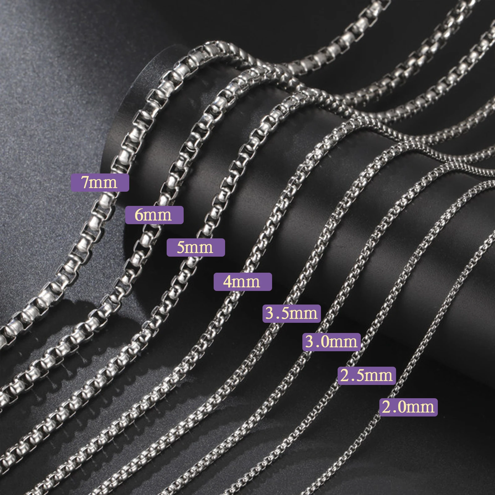 Skyrim Stainless Steel Gold Color Box Chain Necklace Men Women Basic Punk 2-7mm Thick Long Chains Minimalist Jewelry Wholesale