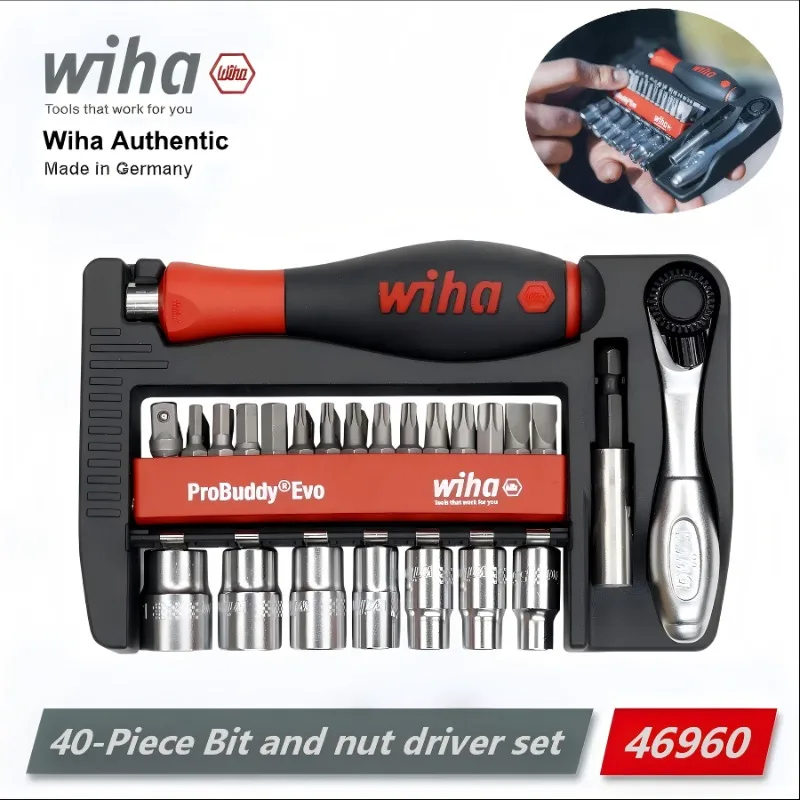 

WIHA 46960 ProBuddy® Evo 1/4" 40-Piece Ratchet Bit & Nut Driver Set – Precision Repair Tool Kit for Home, Garage & Workshop