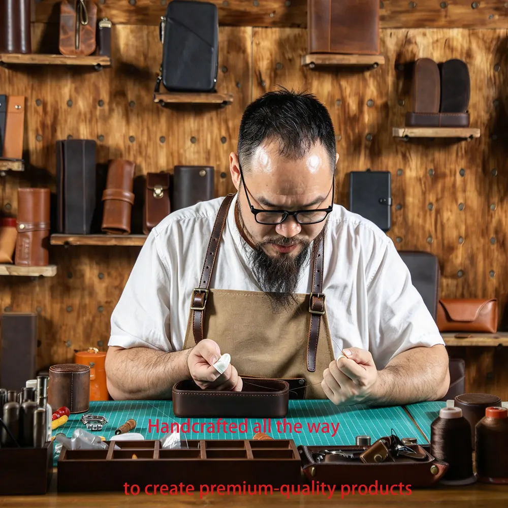 Genuine Top Full Grain Leather Valet Tray Handmade Desktop Storage Tray Catchall Tray for Watch Key Pen Cowhide Desk Organizer