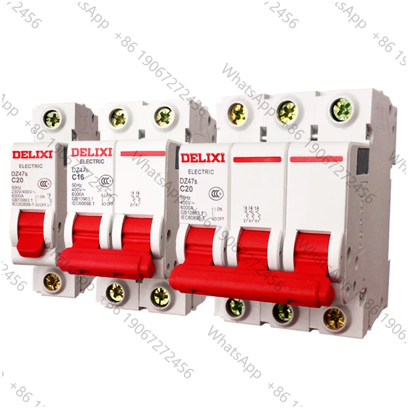 1Pc Miniature Circuit Breaker MCB DZ47S DELIXI 1P 2Pole 3Pole Overload Air Switch 1A 2A 3A 4A 6A 10A 16A 20A 25A 32A 40A 50A 63A