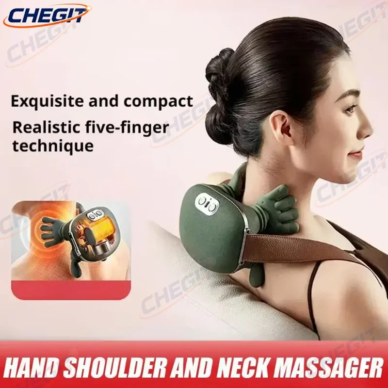 

4D Bionic Finger Neck Shoulder Massager Wireless Neck Cervical Trapezius Kneading Massage Shawl Brushless Motor Neck masajeador
