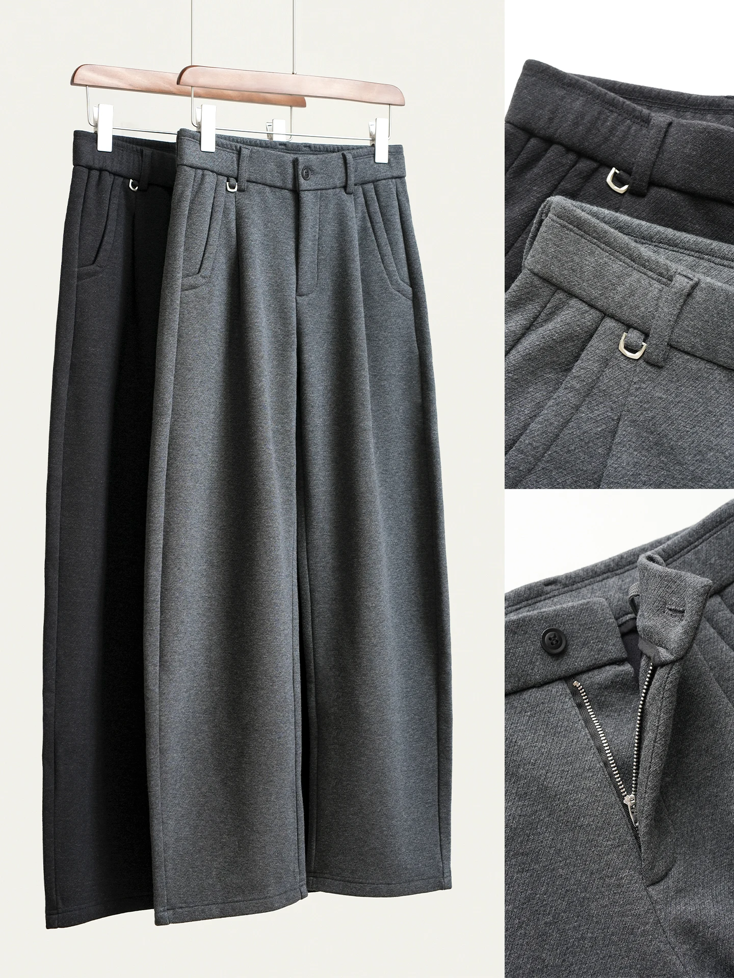 

Мужские длинные брюки свободного кроя из шерстяной смеси с флисовой подкладкой, повседневные деловые брюки, теплые брюки прямого кроя, осенне-зимняя одежда