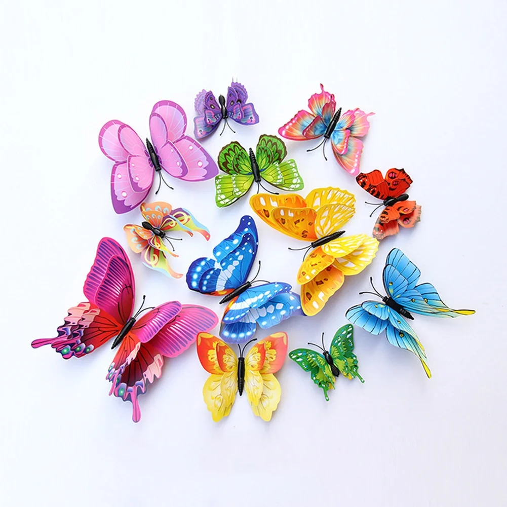 PVC Stickers Butterfly Wall Decor Magnetic Backing 3D Effect Lightweight PVC Construction Colorful Butterfly Wall Art