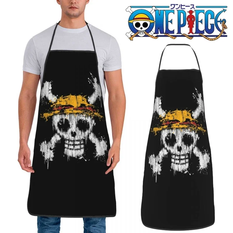 One Piece Apron Unisex Anime Straw Hat Pirates Cuisine Cooking Baking Household Cleaning Tablier Adult Children Garden Bibs Gift