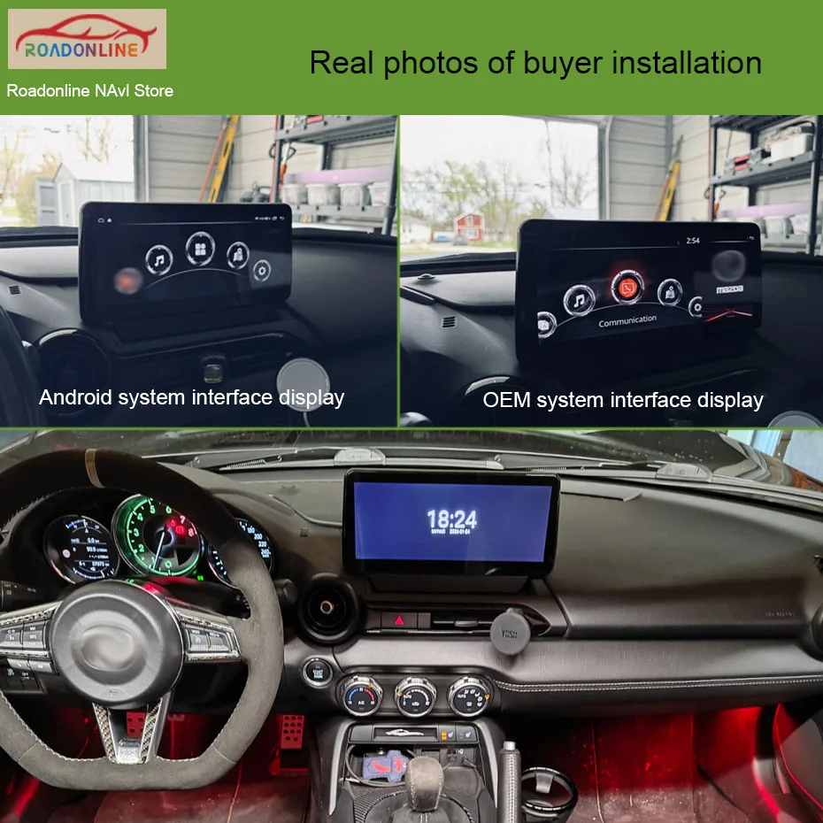 마쯔다 MX-5 MX5 MX 5 2016-2023용 안드로이드 15 카 라디오 (어댑터 포함) 멀티미디어 비디오 플레이어 스테레오 내비게이션 GPS 네비게이터