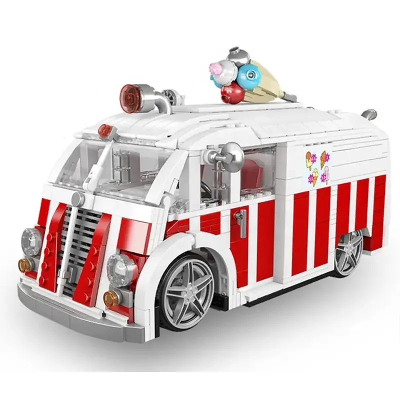 

MOULD KING Ice Cream Truck Building Blocks Set STEM Construction Car DIY Bricks Toys Valentines Day Gifts for Kids Girls 10039
