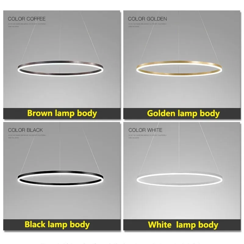 Nordic Led Ring Pendant Lights Dimmable Black Gold for Table Dining Room Track Lighting Home Decor Hanging Lamp Luster Luminaire