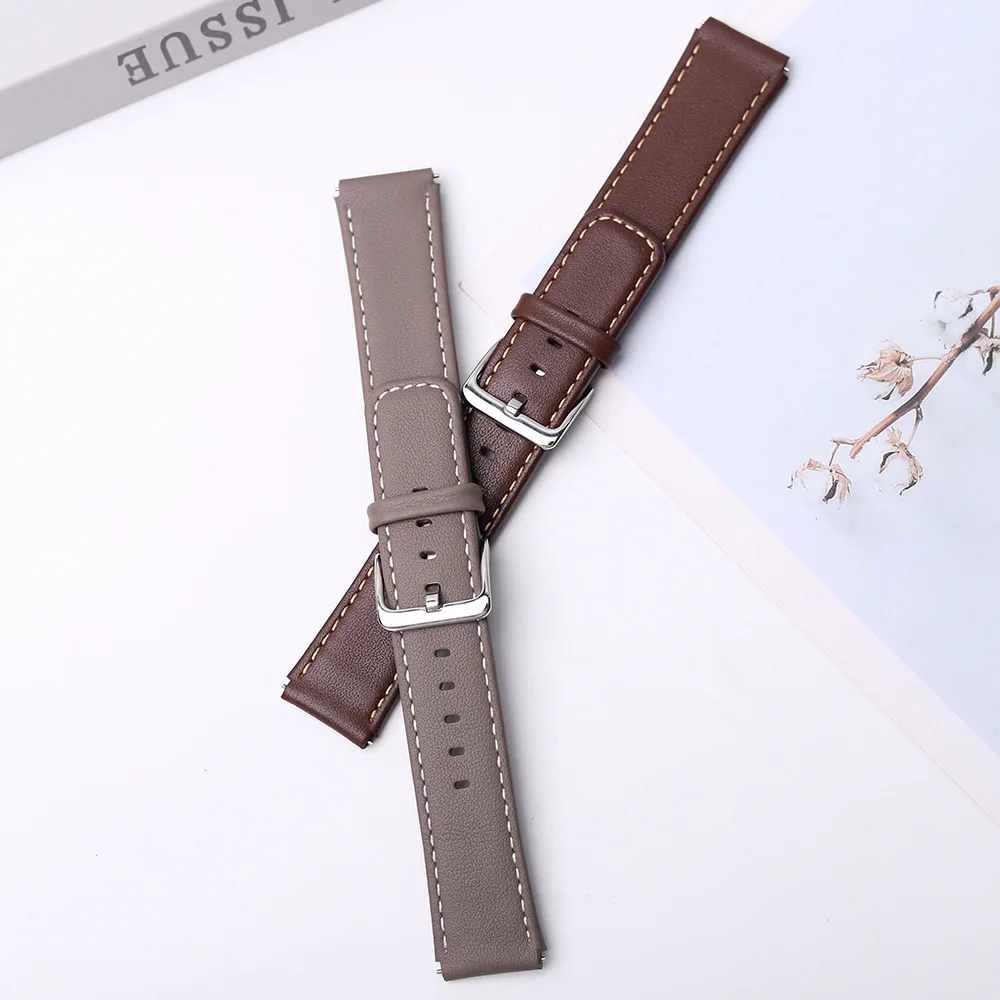 Berlaku untuk Huawei B6 tali gelang B5 jam tangan B7 gelang pintar, kulit sapi Mocha coklat