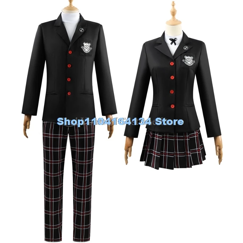 Uniforme de juego Persona 5 para hombre y mujer, uniforme escolar Unisex, traje de Halloween, conjunto de uniforme negro para fiesta de Cosplay, Amamiya Ren, Kasumi Yoshizawa