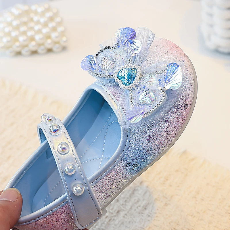 Mädchen Mary Jane Prinzessinnen-Flats, Kleinkind Glitzer-Farbverlauf-Kleiderschuhe mit Strass-Schmetterling, Funkelnde Party-Hochzeitsschuhe für Mädchen – Detail 5