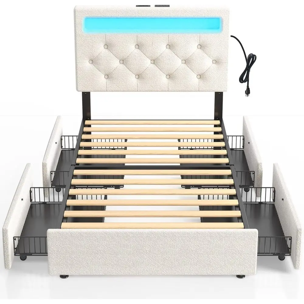 White Twin Bed With…