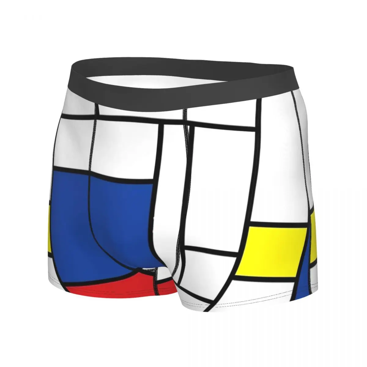 De Stijl Print Underwear Mondrian Minimalist 3D Pouch Trenky Trunk Customs Boxer Brief Funny Male Underpants Big Size