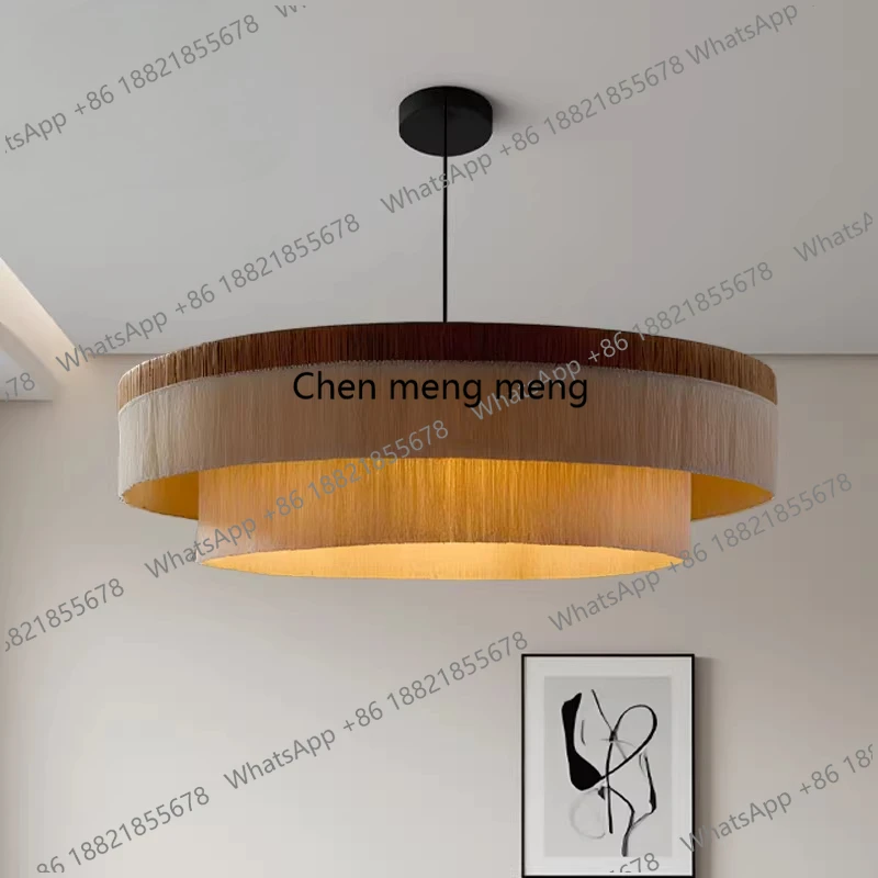 

Japanese straw weaving, silent wind, rattan art, wabi chandelier, Zen vintage restaurant, living room, bedroom chandelier