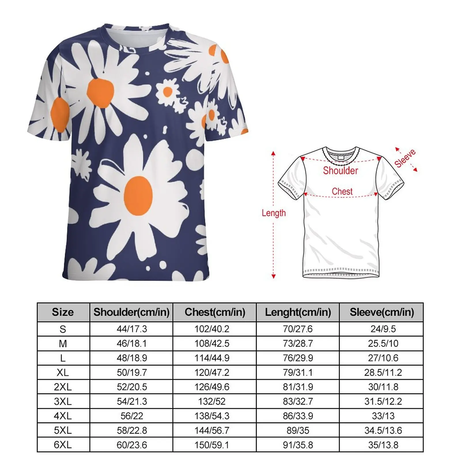 Oversized Daisies White Blue T Shirts Abstract Flowers Design Casual T Shirt Short Sleeve Female Cool Tshirt Sexy Graphic Tops