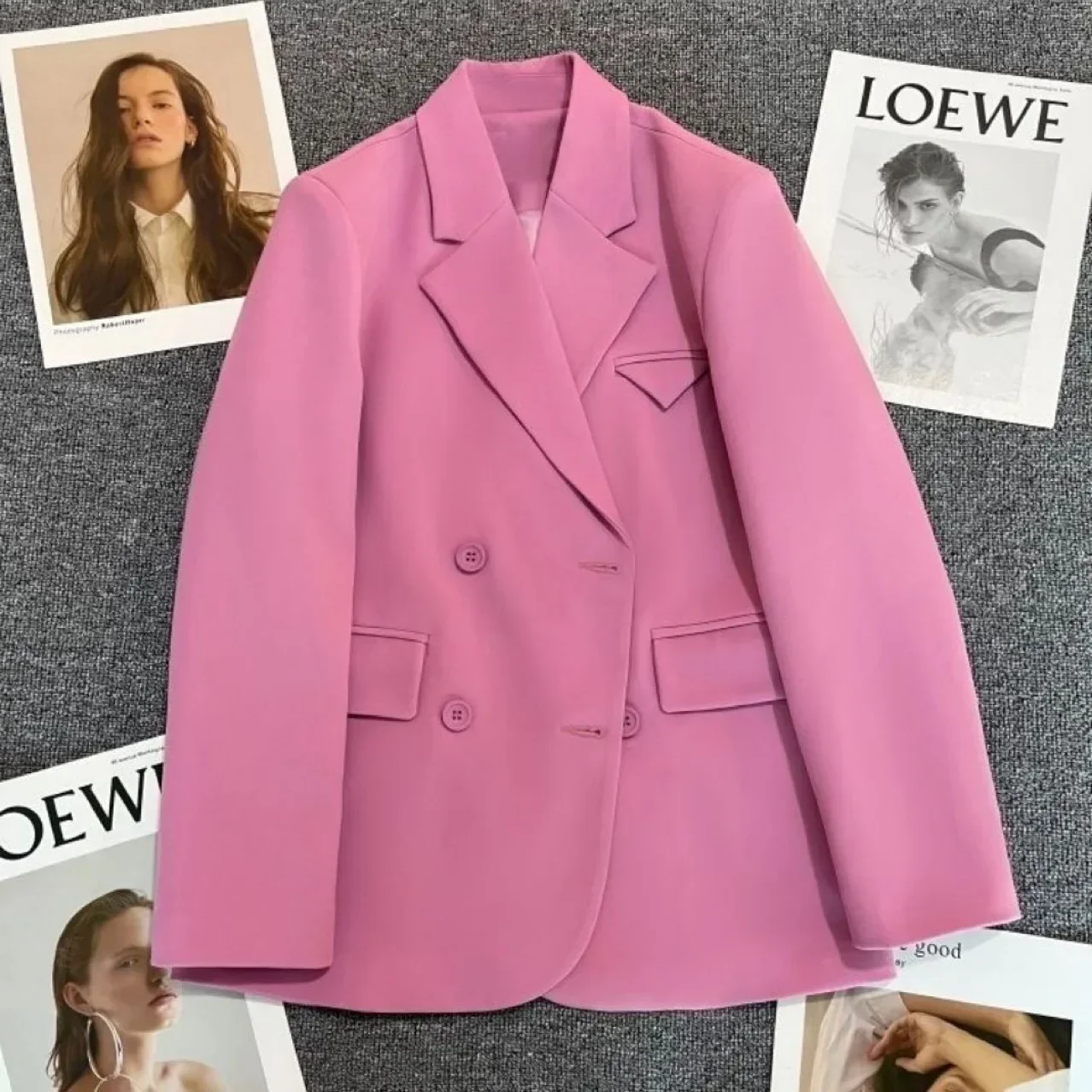 Pink Women Suits 1 Piece Blazer Cotton Jacket Formal Office Lady Business Work Wear Fashion Girl Coat Elegant Prom Dress