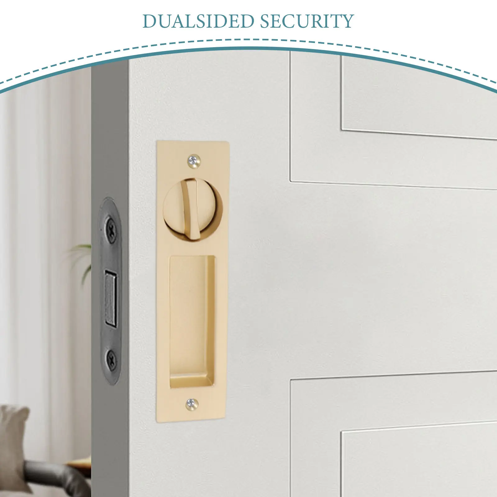 

Door Lock Bathroom Sliding Privacy Bedroom Pocket Edge Pull Double Sided Old Style Hook Latch Hardware With Key Zinc Alloy