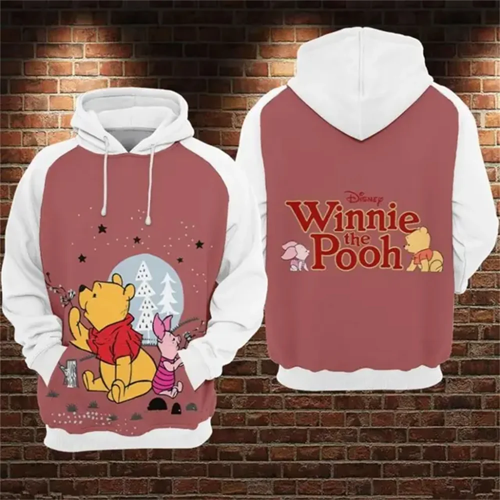 

2024 Disney Winnie the Pooh Piglet 3D Print Hoodie Mens Womens Casual Sweatshirt Cartoon Zipper Hoodie Fashion Street Hoodie