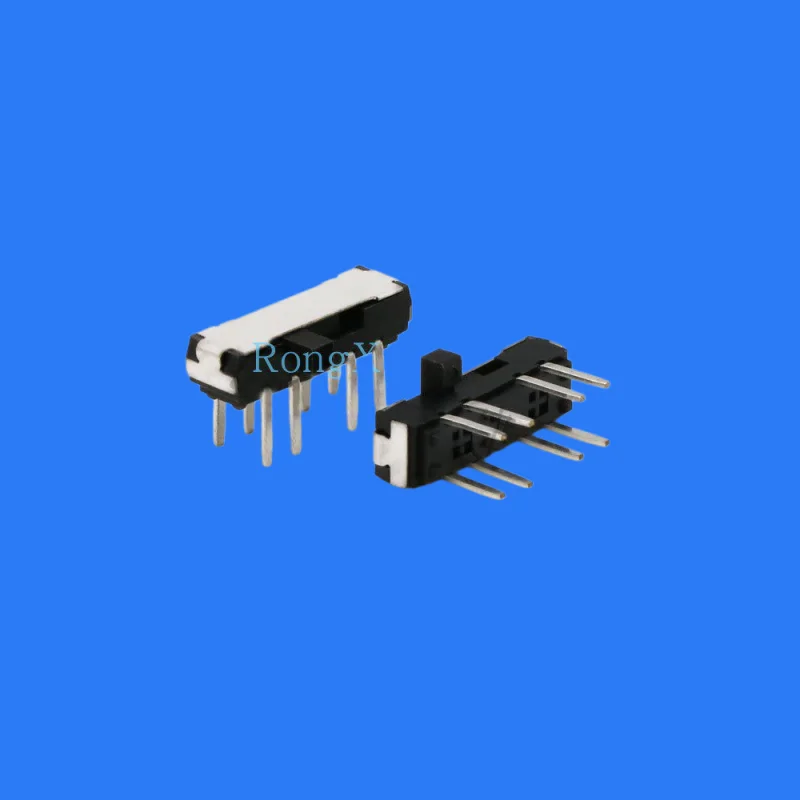 100pcs/ 23D19(2P3T)8-pin 3-gear horizontal pin small toggle switch side toggle slide switch black handle