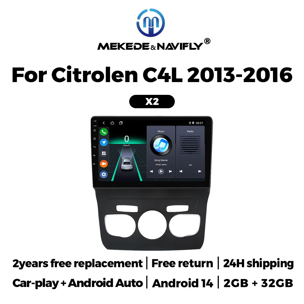 MEKEDE 10'' Android 14 Carplay Car Radio Multimedia Player For Citroen C4 C4L DS4 2013 2014 2015 2016 2017 Autoradio Stereo BT
