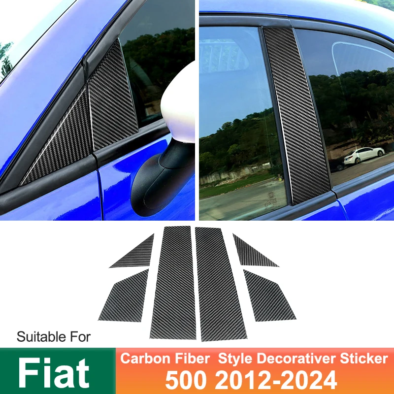 For Fiat 500 ABARTH 2012-2024 Car Window A B Pillar Decorative Sticker Carbon Style Epoxy Coating Modification Accessories