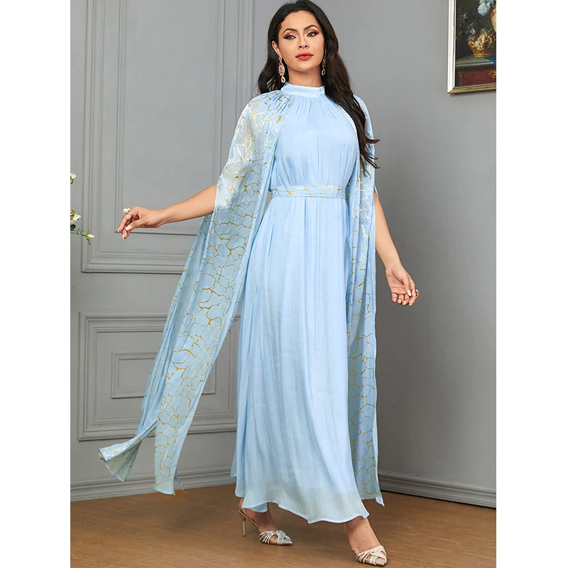 Women 2024 New Fashion O Neck Muslim Abaya Dubai Turkey Islamic Elegant Ladies Party Long Maxi Dresses