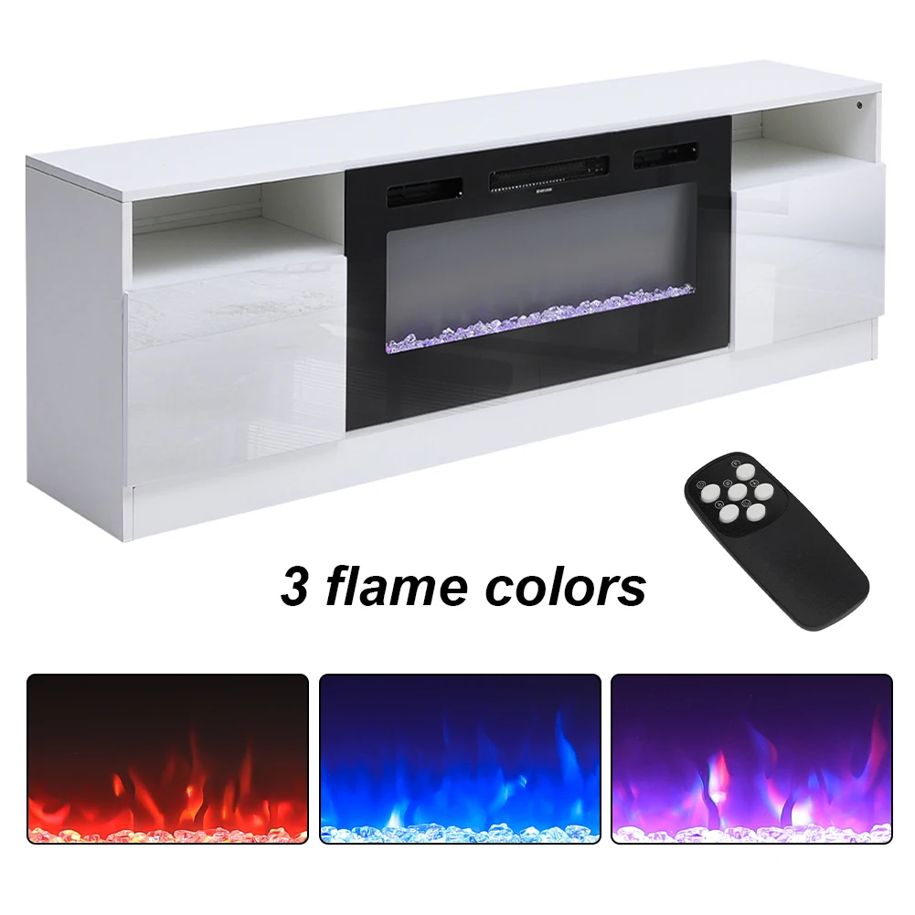 【Breeins】Recessed Electric Fireplace TV Stand with Closed Storage Home Decoration With Remote Modern