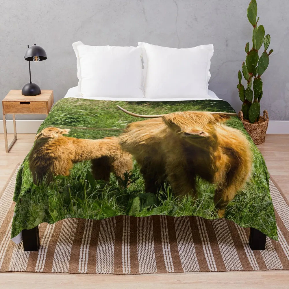 

Mother and Calf Throw Blanket Tourist Shaggy Camping For Sofa Thin Blankets