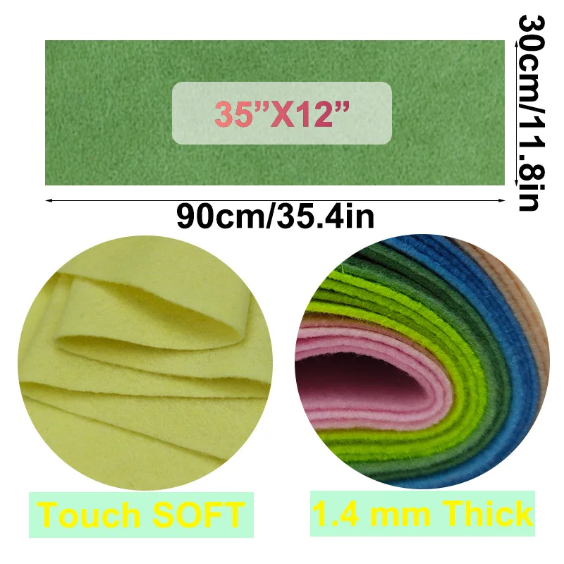 90×20 cm soft felt fabric, hand-made fabric, 1.4mm thick, suitable for DIY sewing and patchwork, as well as festive decoration.