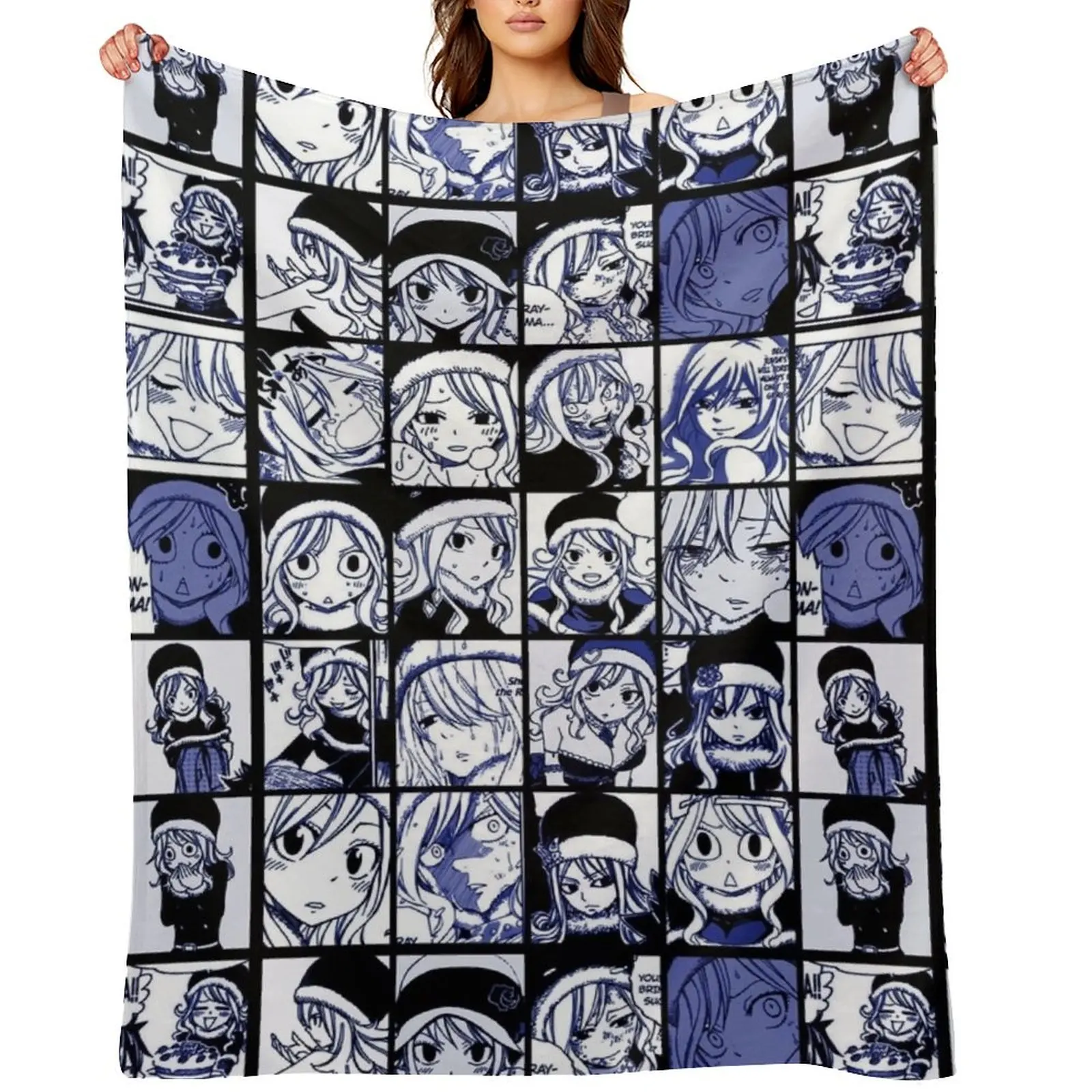 

Juvia Lockser - FT manga panel collage Throw Blanket Beach Soft Plaid halloween Nap Blankets