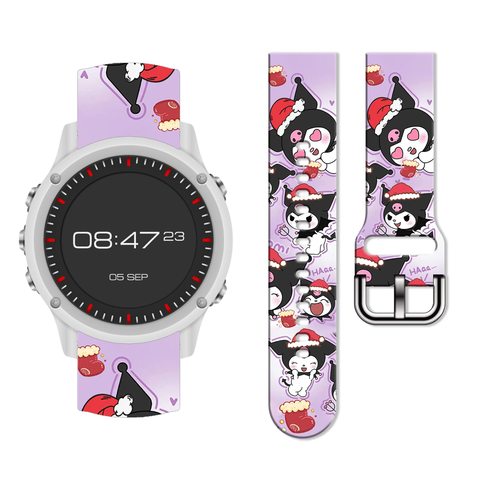 

Sanrio Kuromi 20mm Printed Strap for Samsung Galaxy Watch 7/6 40mm 44mm Band Replaceable Bracelet for Amazfit Balance 5pro 45mm