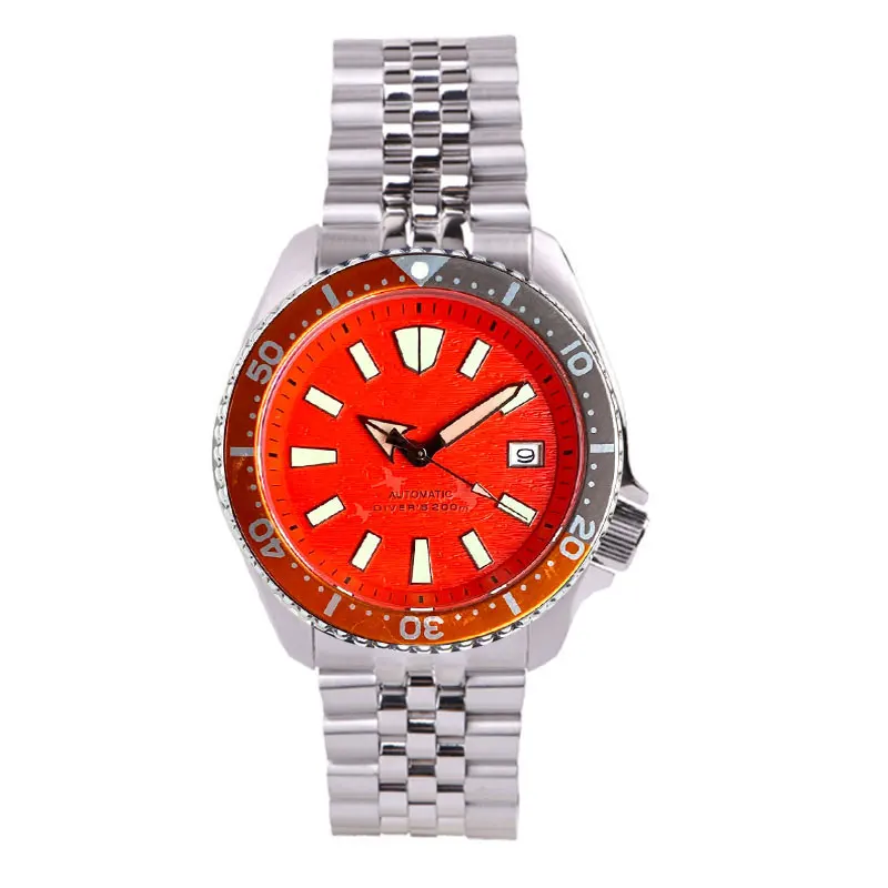 

Tandorio 41MM Diver 20ATM Orange Dial Luminous NH35A Automatic Men Watch Unidirectional Bezel At 3.8 Crown Flat Sapphire Glass