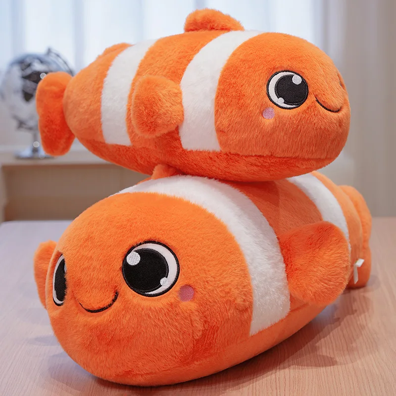 40-100CM Kawaii Cartoon Simulation Anime Clown Fish Stuffed Animal Plush Toy Children's Clown Fish Pillow Handsome Soothing Doll