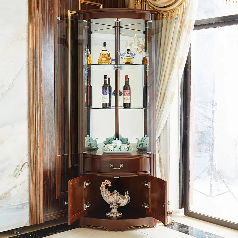 Modern Chinese Corner Cabinet Corner Living Room Wine  Solid Wood Corner Against the Wall