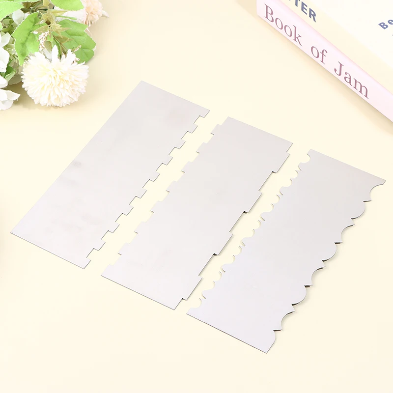 Stainless Steel Cake Scraper Double Sided Patterned Stripe Edge Cake Decorating Comb Smoother Scraper Pastry Cutter