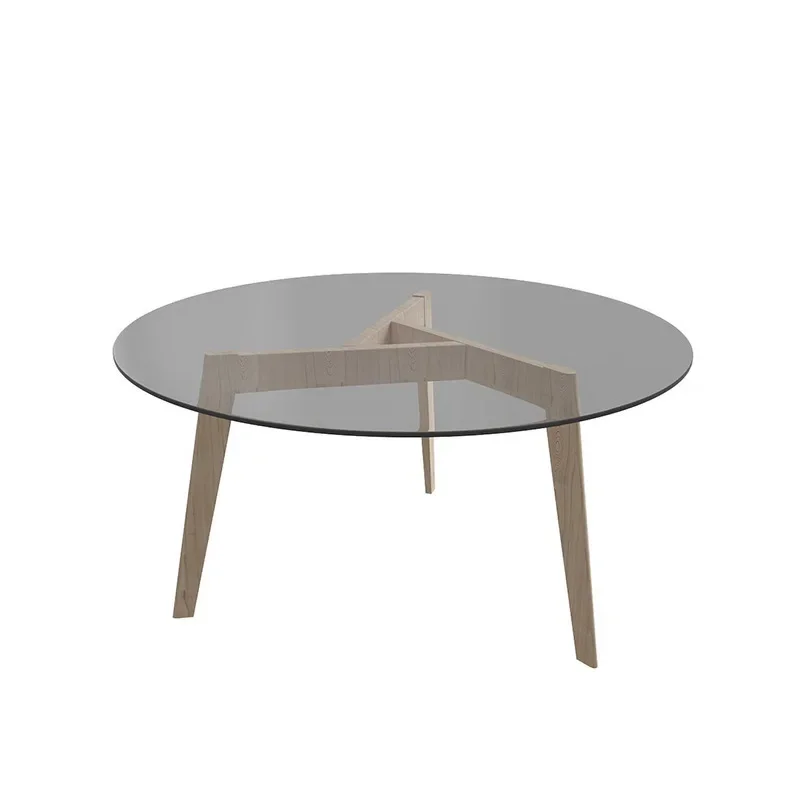 Tempered glass coffee table, medieval minimalist living room sofa Nordic small round table transparent